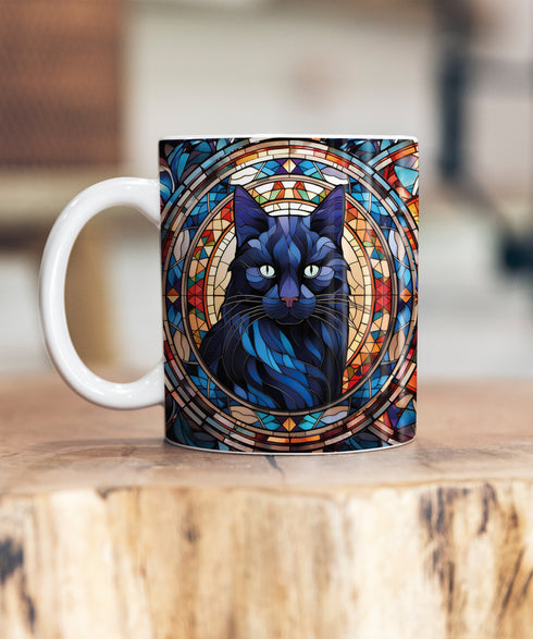 Cat Black Suncatcher Artwork Ceramic Mug
